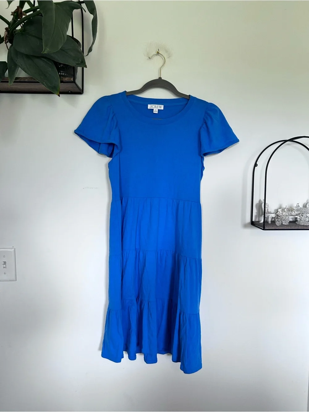 J.Crew 100% Cotton Blue Knit Broken In Jersey Mini Dress Size XS